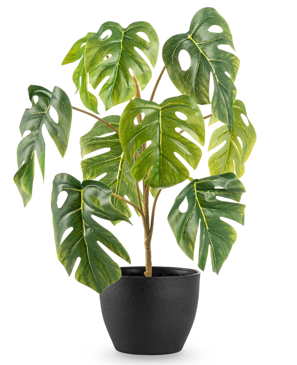Monstera artificielle 40 cm dans un pot d'ornement noir