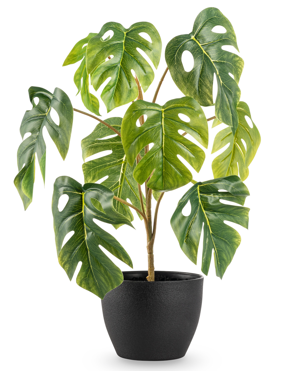 Monstera artificielle 40 cm dans un pot d'ornement noir