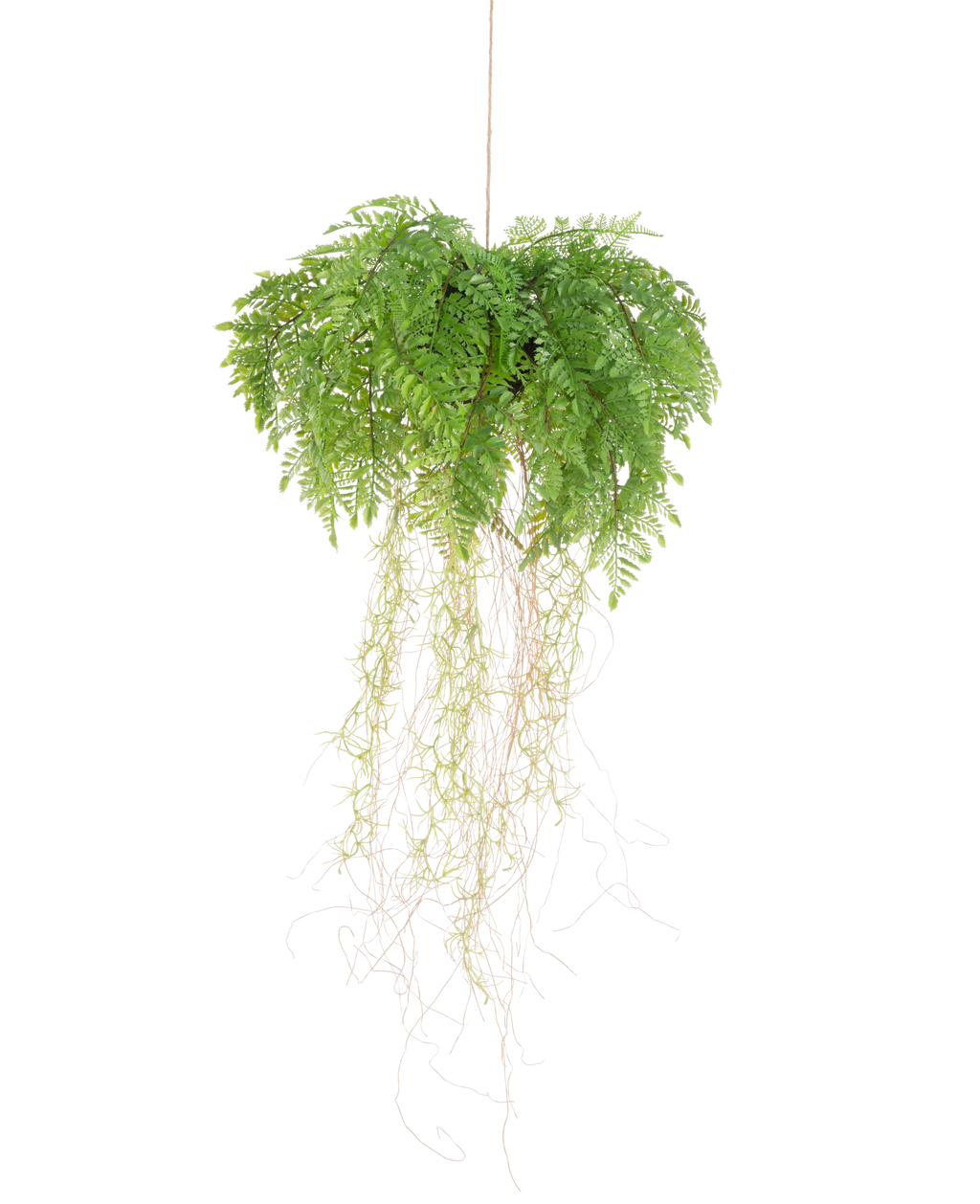 Plante artificielle tombante Fougère avec racines d35 cm avec système de suspension