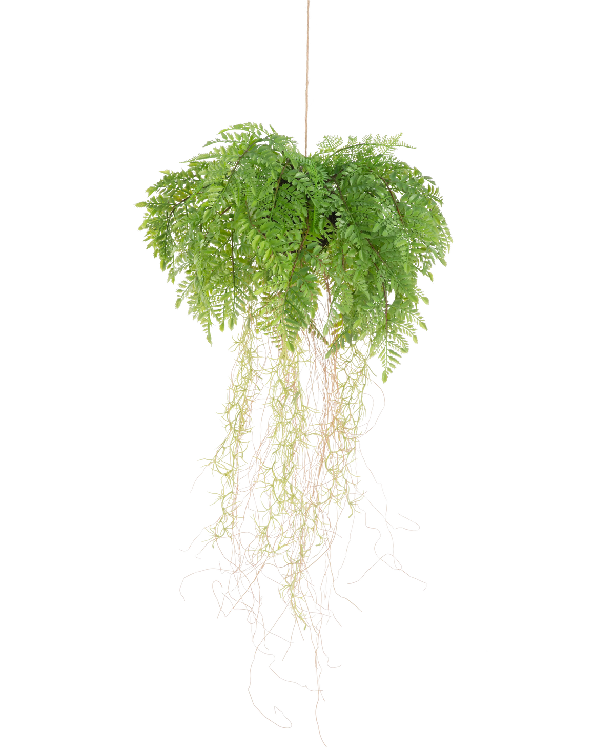 Plante artificielle tombante Fougère avec racines d35 cm avec système de suspension