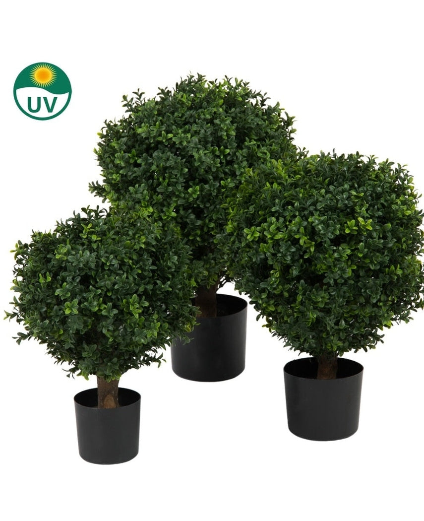 Plante Boule de buis artificiel sur tige d40 cm UV