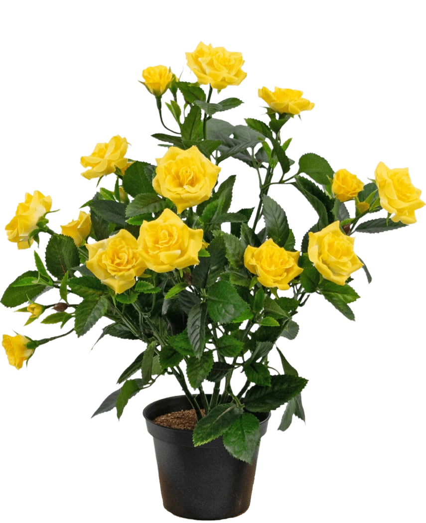 Rosier artificiel mini 35 cm jaune UV